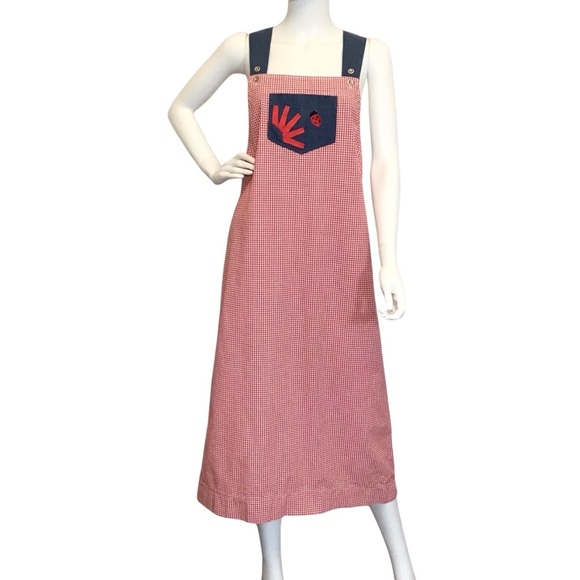 Bechamel 8 Gingham Long Maxi Dress Checkered Ladybug Jumper Teacher Summer Fall - Picture 2 of 11